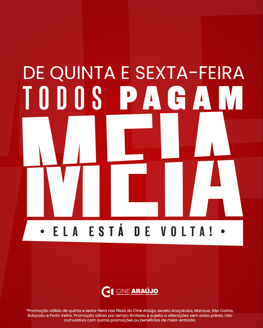 Poster Promoção Todos Pagam Meia