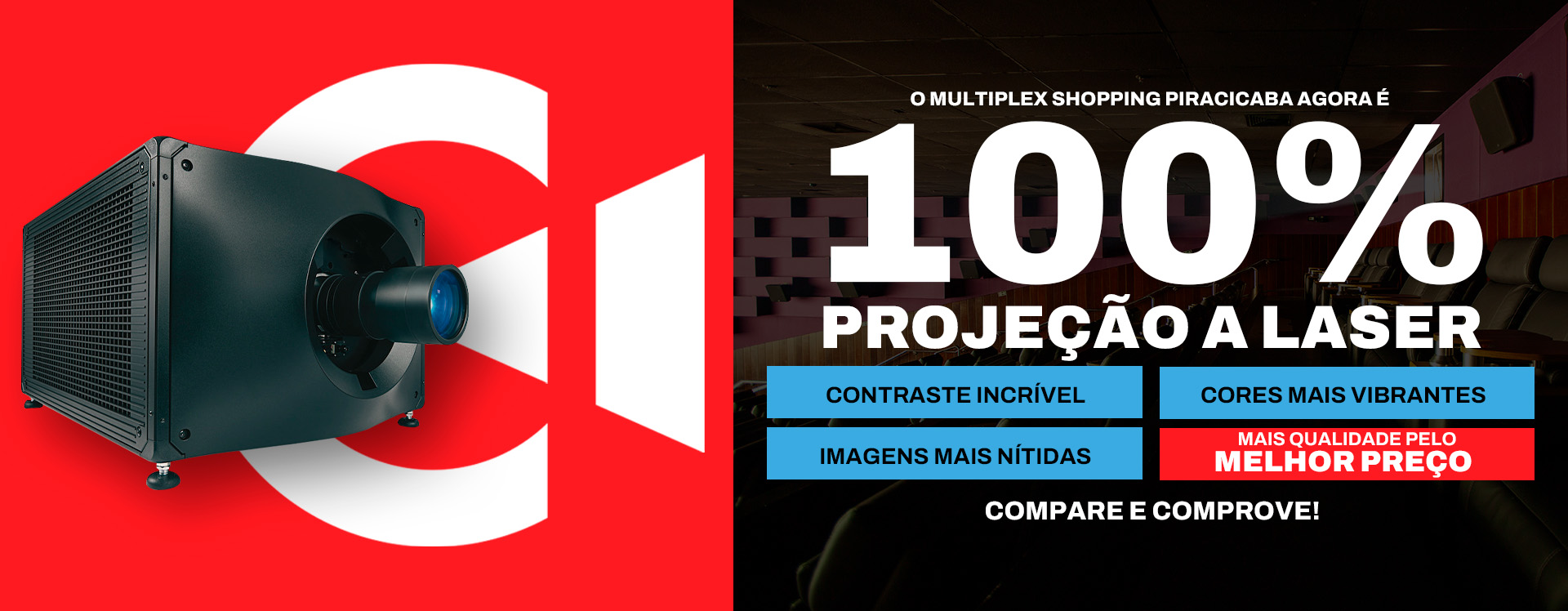 Banner 100% laser multiplex shopping piracicaba
